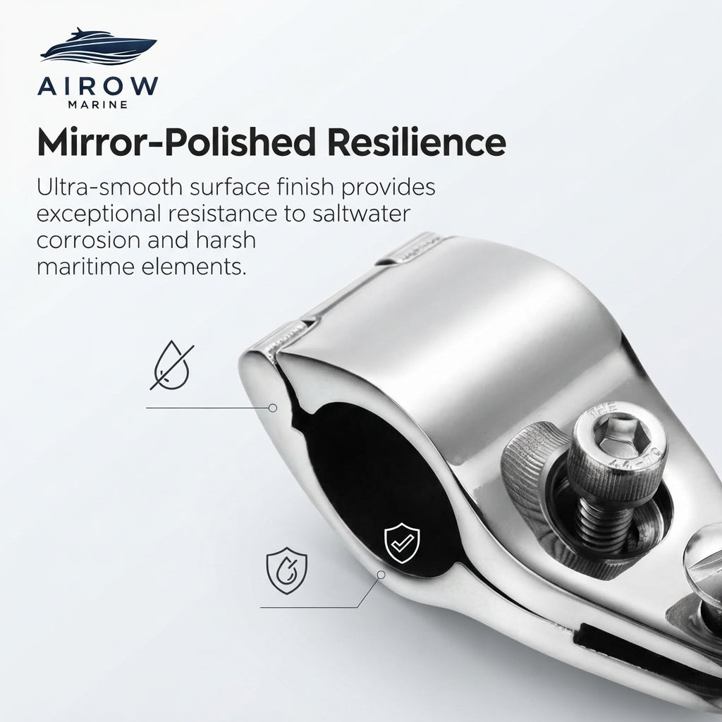 Marine-Grade 316 Stainless Steel Open-End Pipe Clamp - Mirror-Polished (1" O.D.)