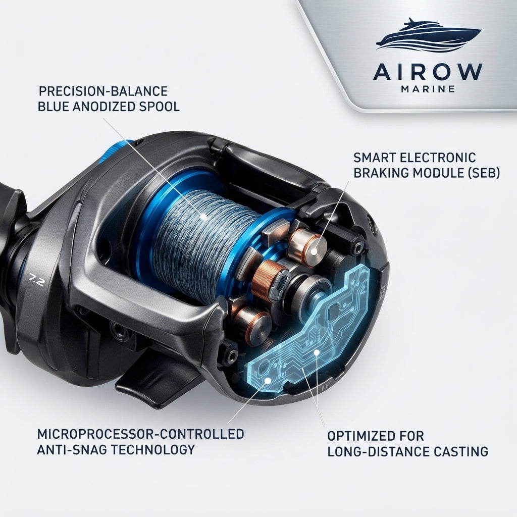 AirowMarine SLX Baitcasting Reel - 7.2 High-Speed Gear, 5KG Drag