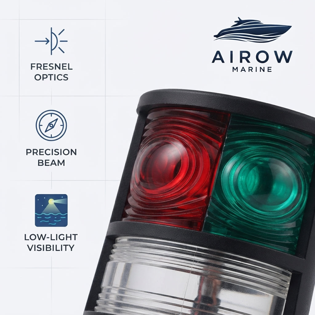 AIROW MARINE Dual-Tier Red-Green LED Navigation Signal Light - IP68 Marine-Grade