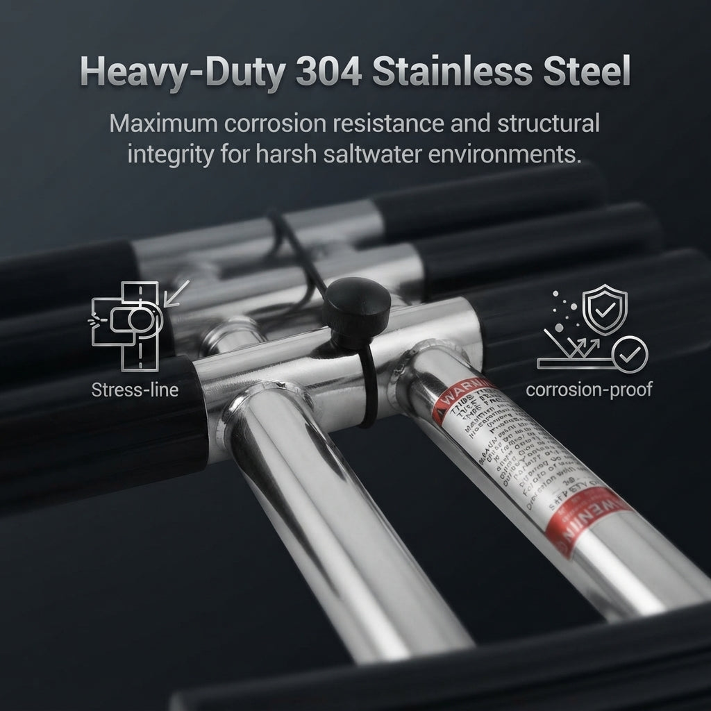 Airow Marine 4-Step 304 SS Telescopic Under-Platform Boat Ladder