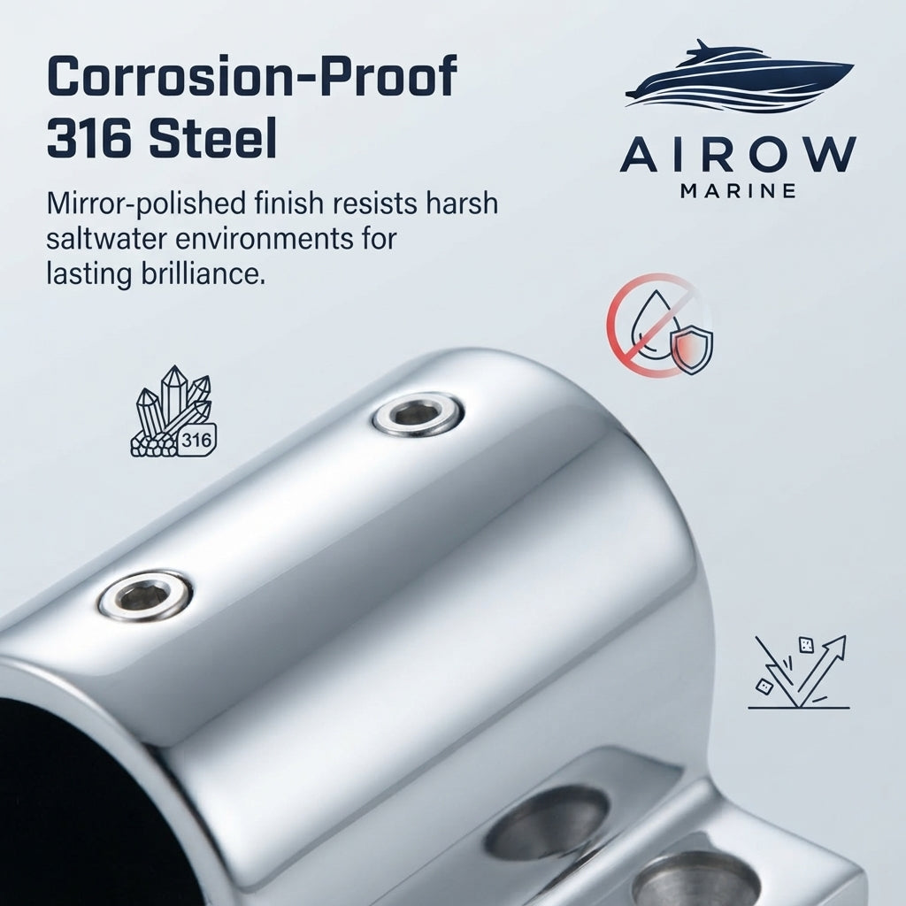 316 Marine-Grade Stainless Steel Square Base Bracket – 25.8mm ID – marine application view