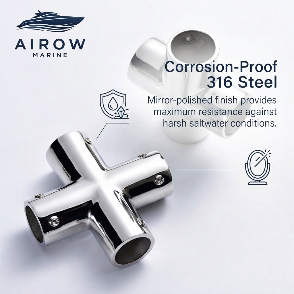 316 Stainless Steel Marine Cross Pipe Fitting – Mirror Polish, High-Load Capacity – marine application view