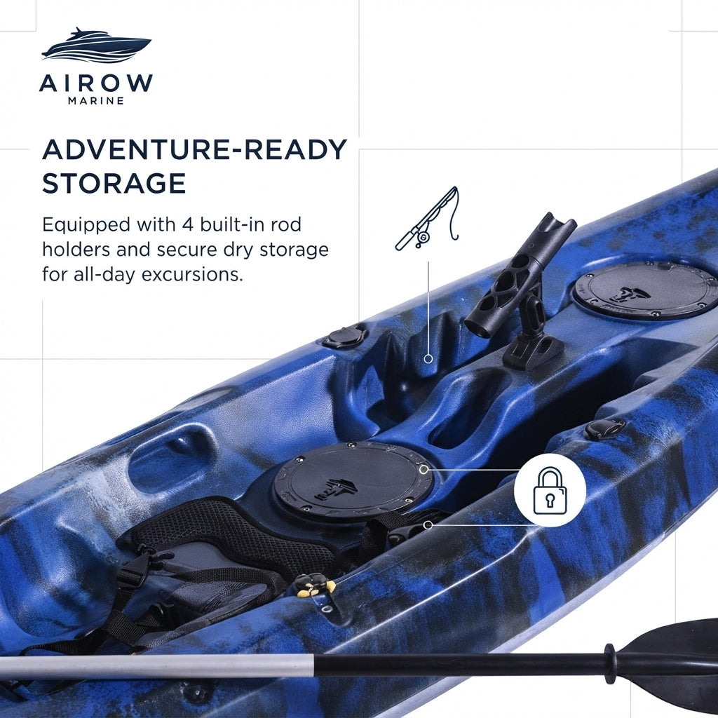 AirOwMarine Rotomolded Angler Kayak - LLDPE, 140kg Capacity (Single Person)