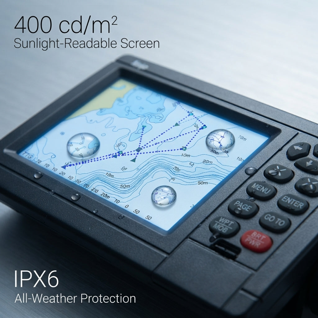 AirowMarine 5-Inch Dual-Mode GPS/Beidou Marine Chart Plotter - IPX6 Waterproof Navigation System