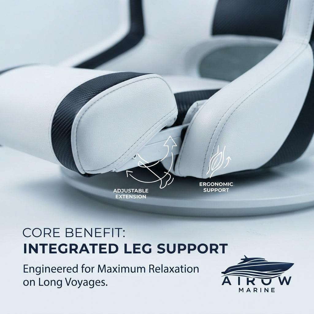 Airow Marine Waterproof PVC Boat Seat - Integrated Leg Rest (60x60x53cm)