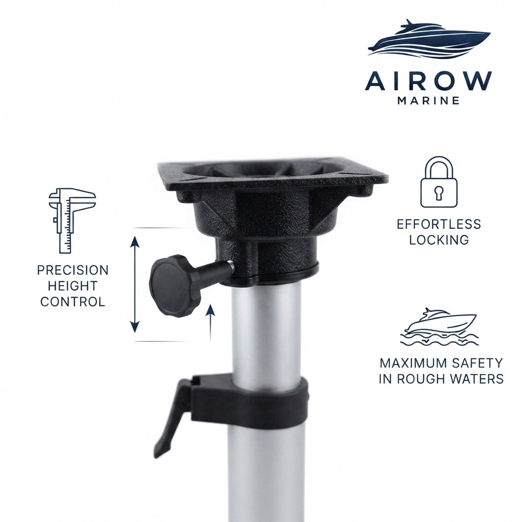 AirOw Marine Adjustable Boat Seat Pedestal - Anodized Aluminum, 360° Swivel