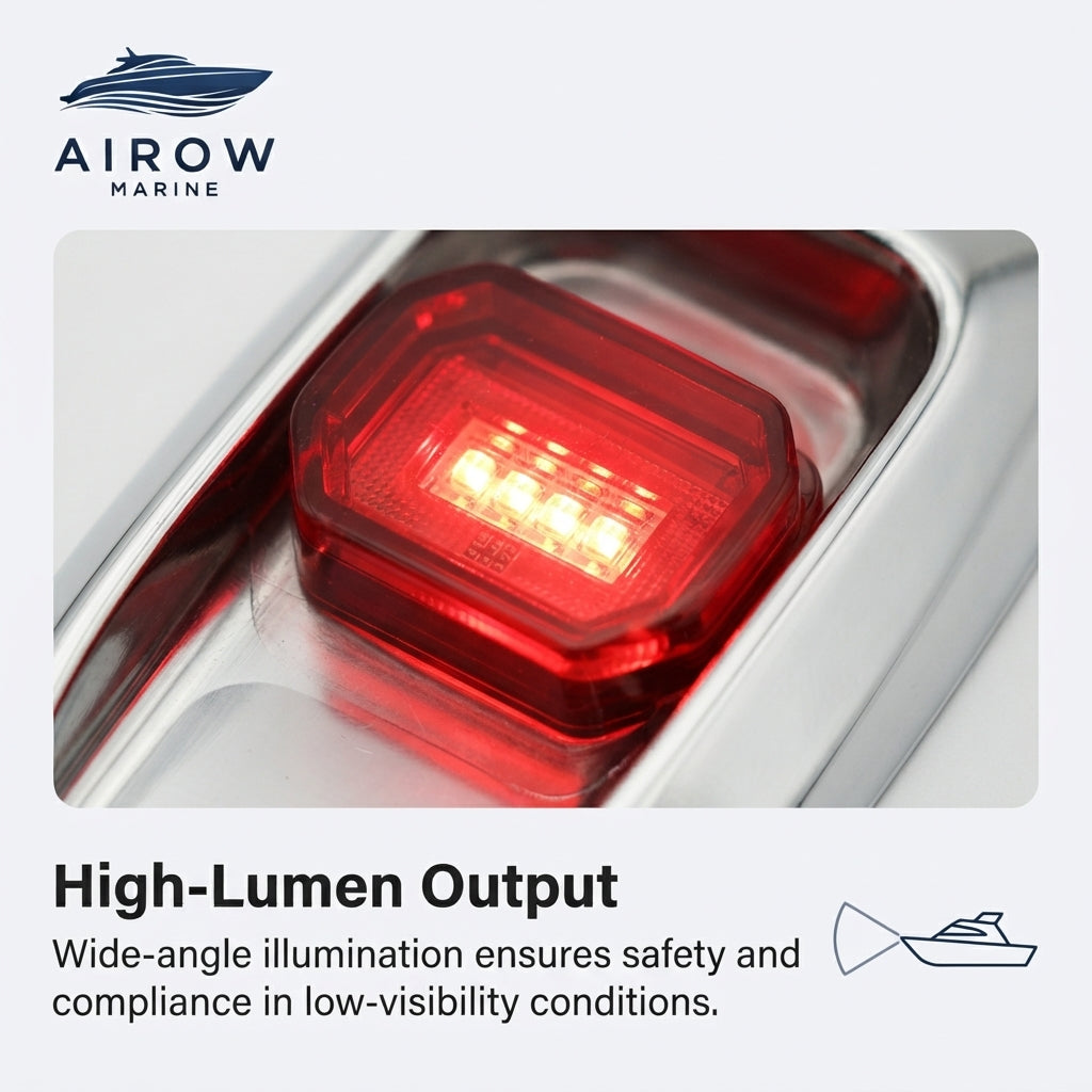 Marine LED Bow Navigation Lights – IP67 Water-Resistant 316 SS (12V Red/Green) – marine application view