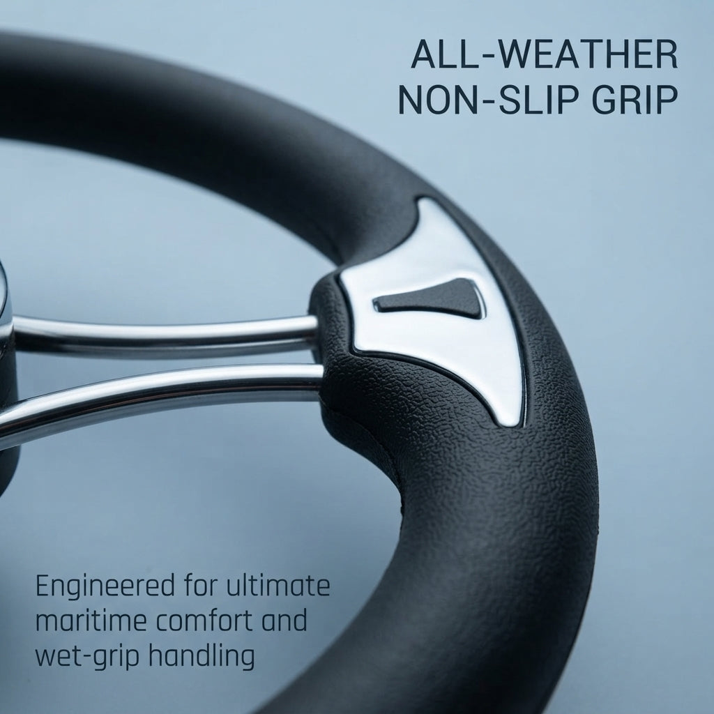 13.5-inch Marine Steering Wheel – 304 Stainless Steel & Comfort Foam Grip