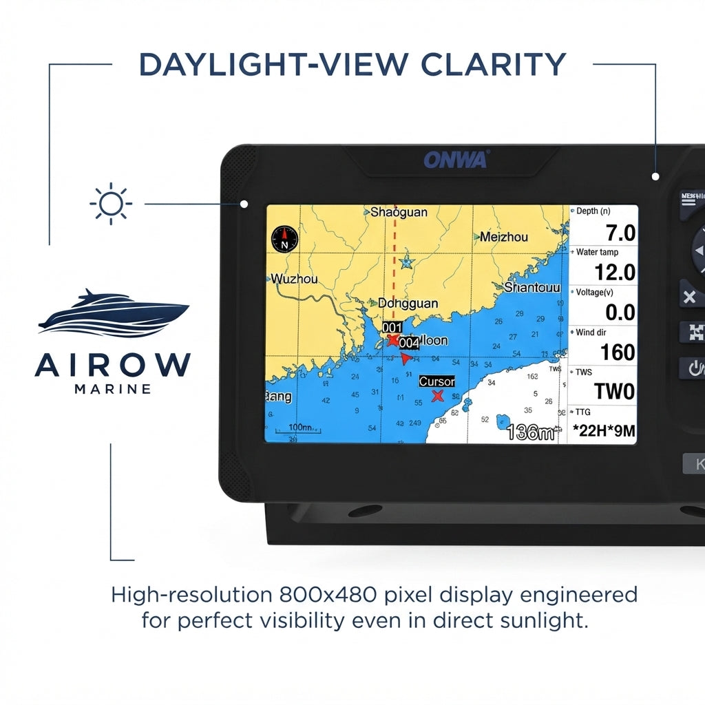 ONWA KP-27A 7-Inch Marine GPS Chart Plotter with Class B+ AIS (Universal)
