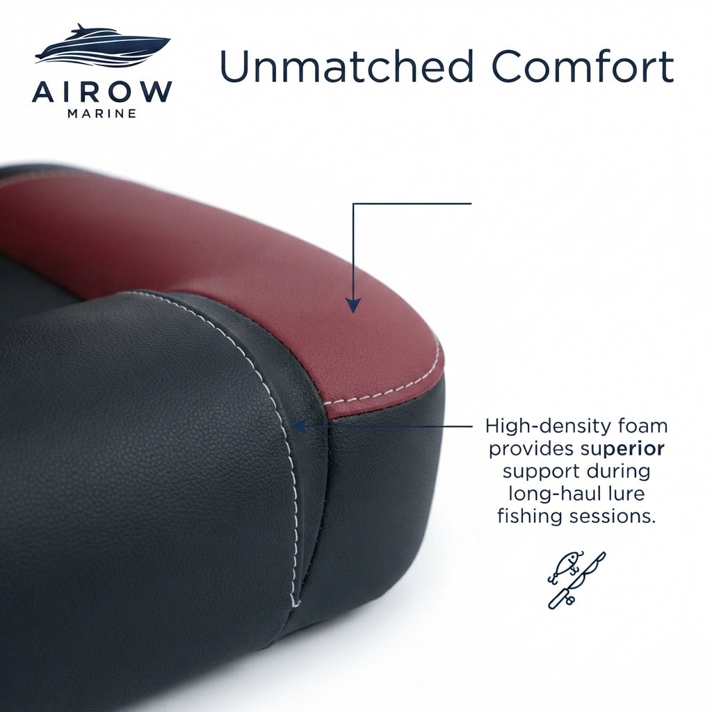 AirowMarine Folding Marine Pilot Seat - UV-Resistant, Aluminum Frame (58x57x45.5cm)