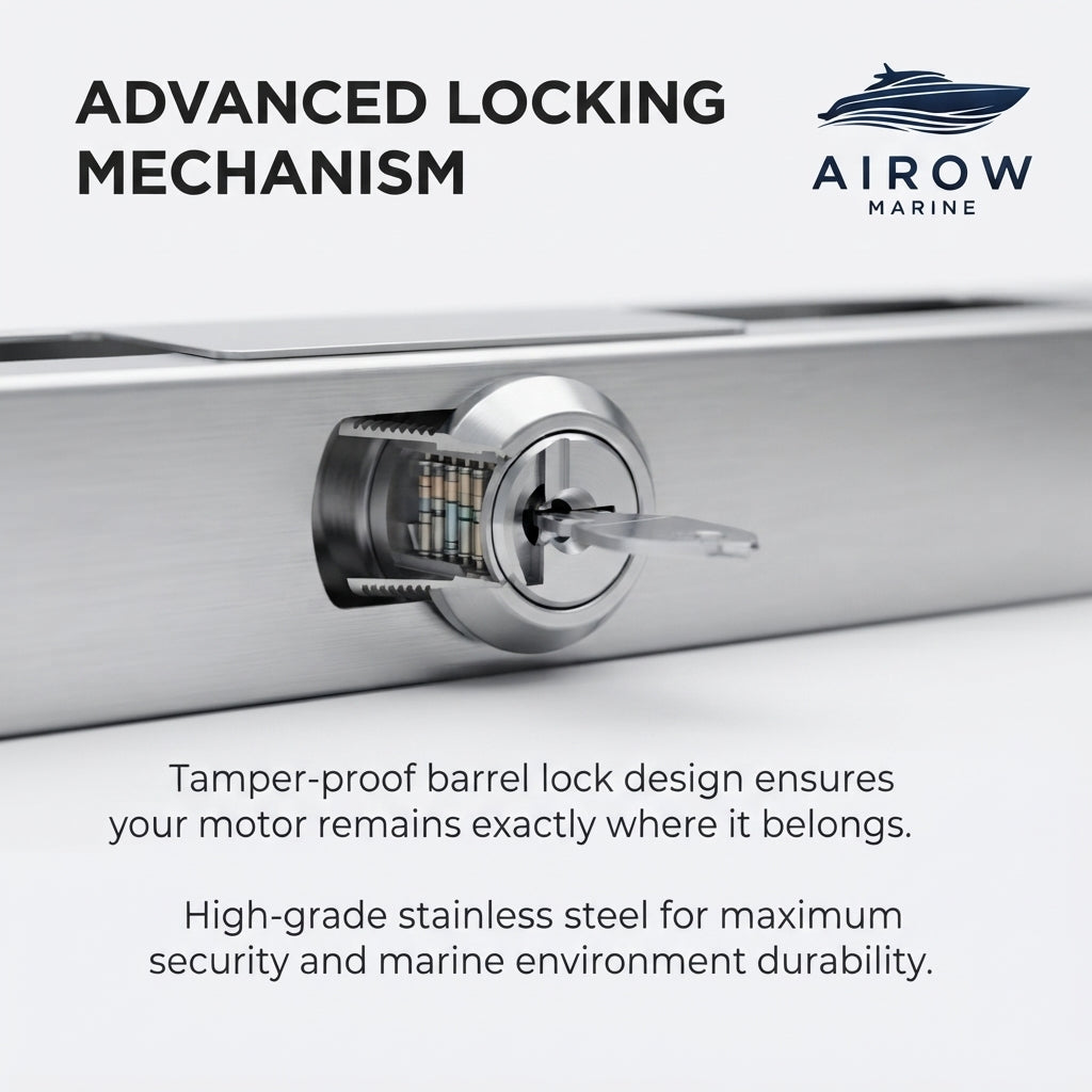 Airow Marine Polished Stainless Steel Outboard Motor Lock - Anti-Theft Security (302mm)