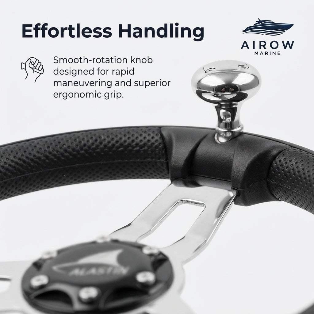 Marine Steering Wheel - 304 Stainless Steel with Grip (13.5-Inch)