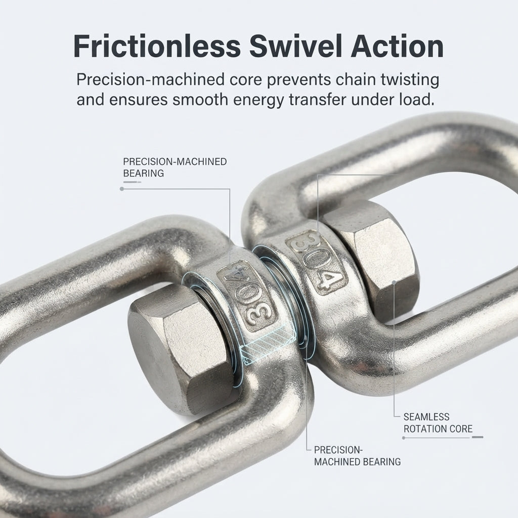 Heavy-Duty 304 Stainless Steel Swivel Ring - Universal Marine Grade Chain Link