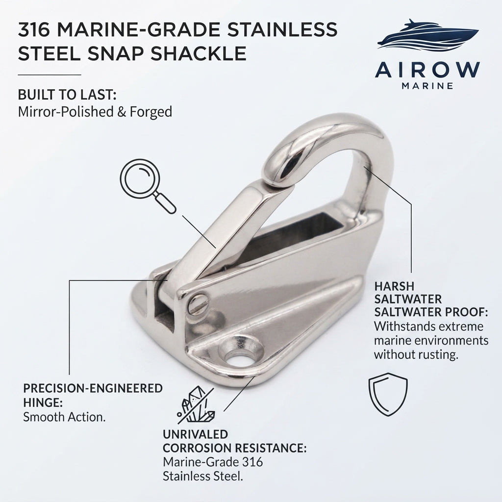 316 Stainless Steel Marine Quick Release Hook - Universal Fit Boat Clip