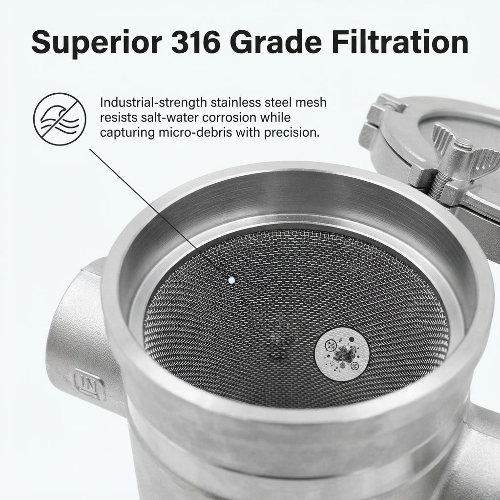 316 SS Marine Seawater Filter - Engine & Generator (Heavy-Duty)