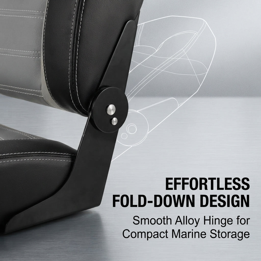Luxury Folding Marine Boat Seat – UV Resistant Vinyl & Aluminum Hinge – marine application view