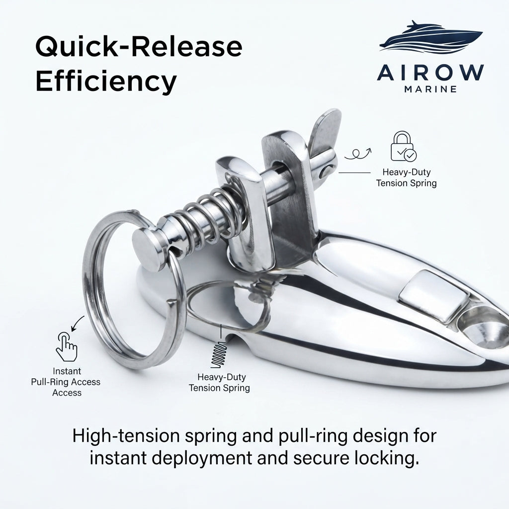 AIROW MARINE 316 Stainless Steel Quick-Release Deck Hinge - Yacht & Boat Hardware (80.6mm Base)
