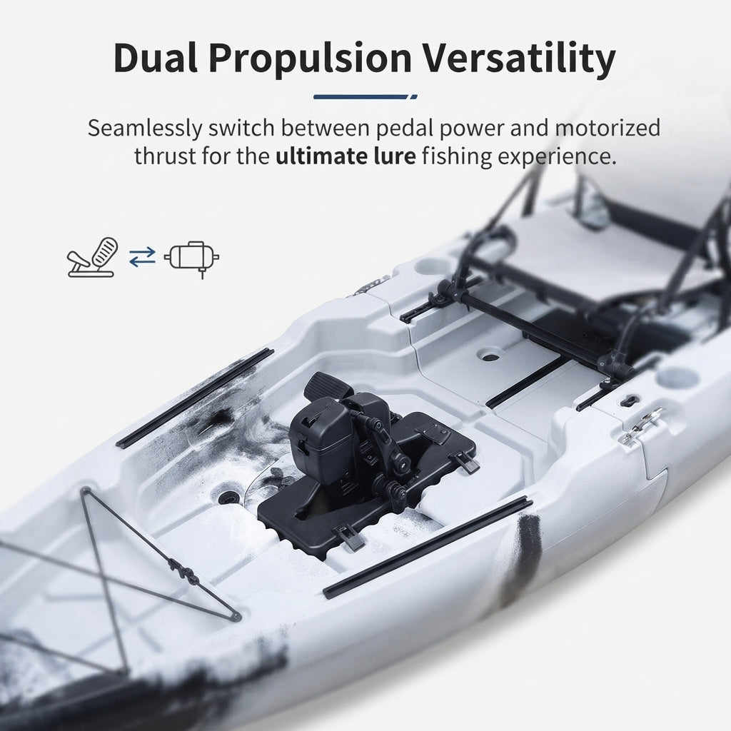 AirowMarine Modular Fishing Kayak – Two-Section, Pedal-Ready HDPE Hull – marine application view