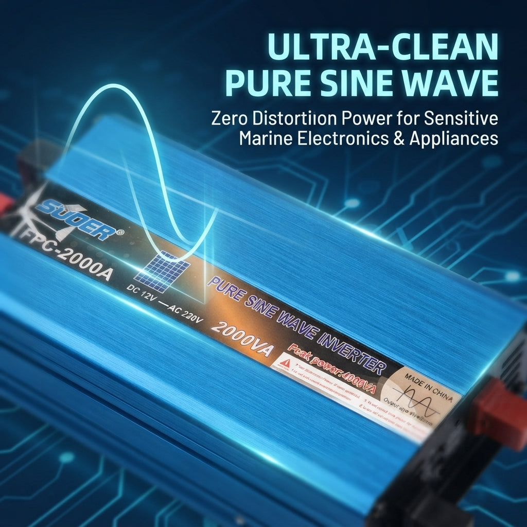 2kW Pure Sine Wave Marine Inverter - Built-in Battery Charger for Boats
