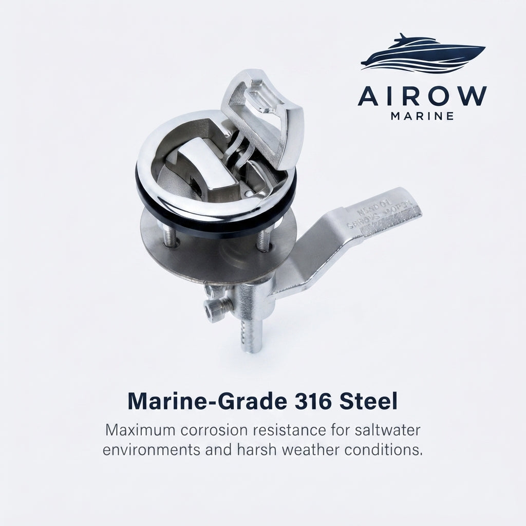 Marine Flush Pull Slam Latch - 316 Stainless Steel (60mm Cutout)