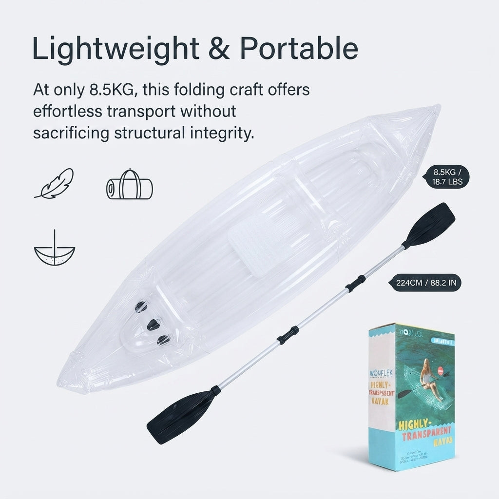 AirowMarine Transparent Inflatable Kayak – Ultra-Light, Reinforced Hull (318cm) – detail view