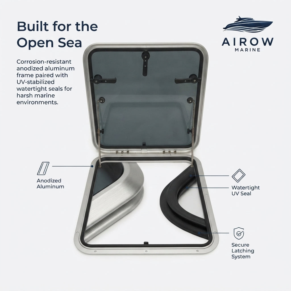 Airow Marine Escape Hatch Window - Anodized Aluminum (625x625mm)