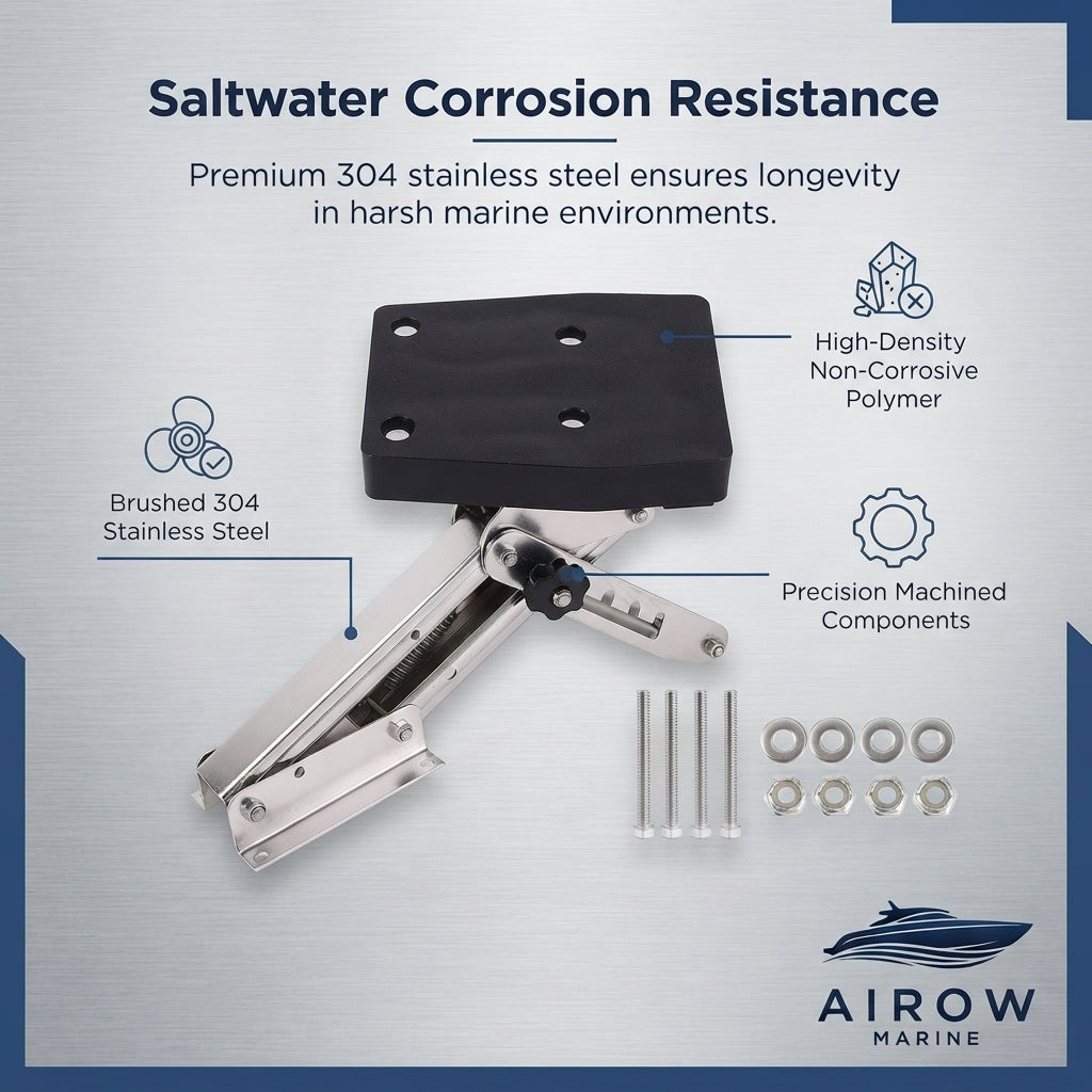 Airow Marine 20HP Adjustable Outboard Engine Mount - 304 Stainless Steel