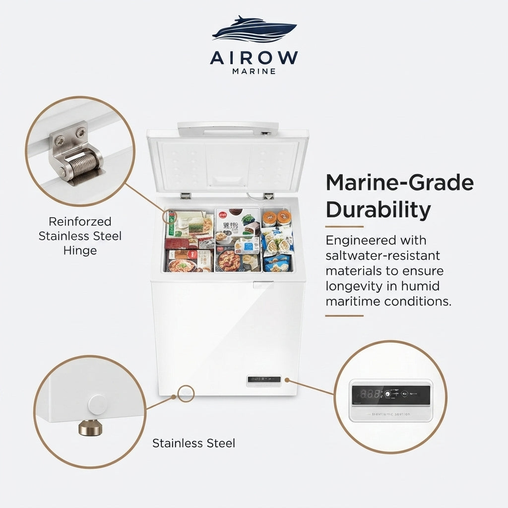 110V Marine Refrigerator/Freezer – Dual-Zone, 100L, Corrosion-Resistant – detail view