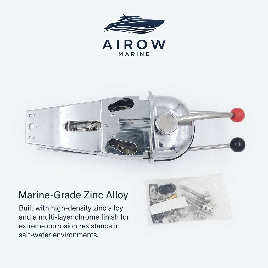 AirowMarine Marine Dual Lever Throttle Control - Chrome Zinc Alloy