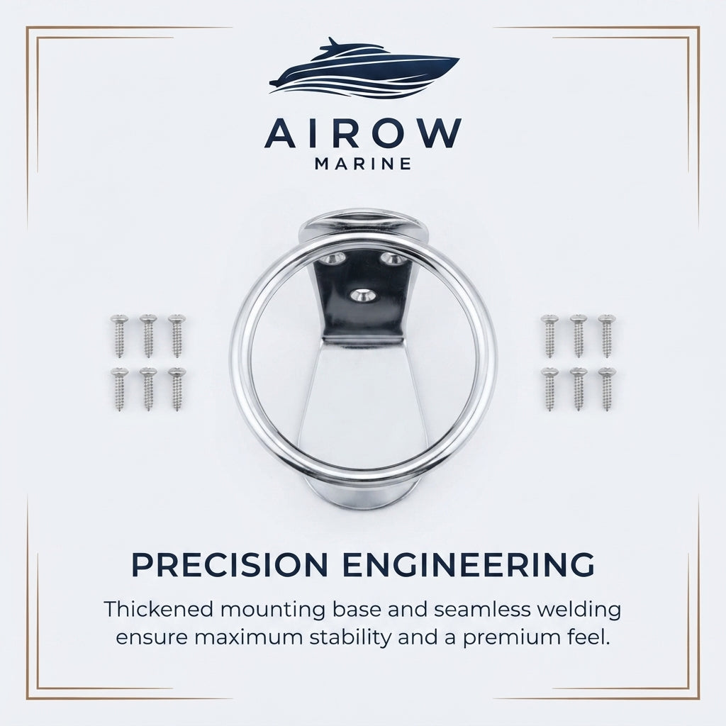 AirowMarine 304 Stainless Steel Marine Cup Holder - Mirror Polished, Universal Fit