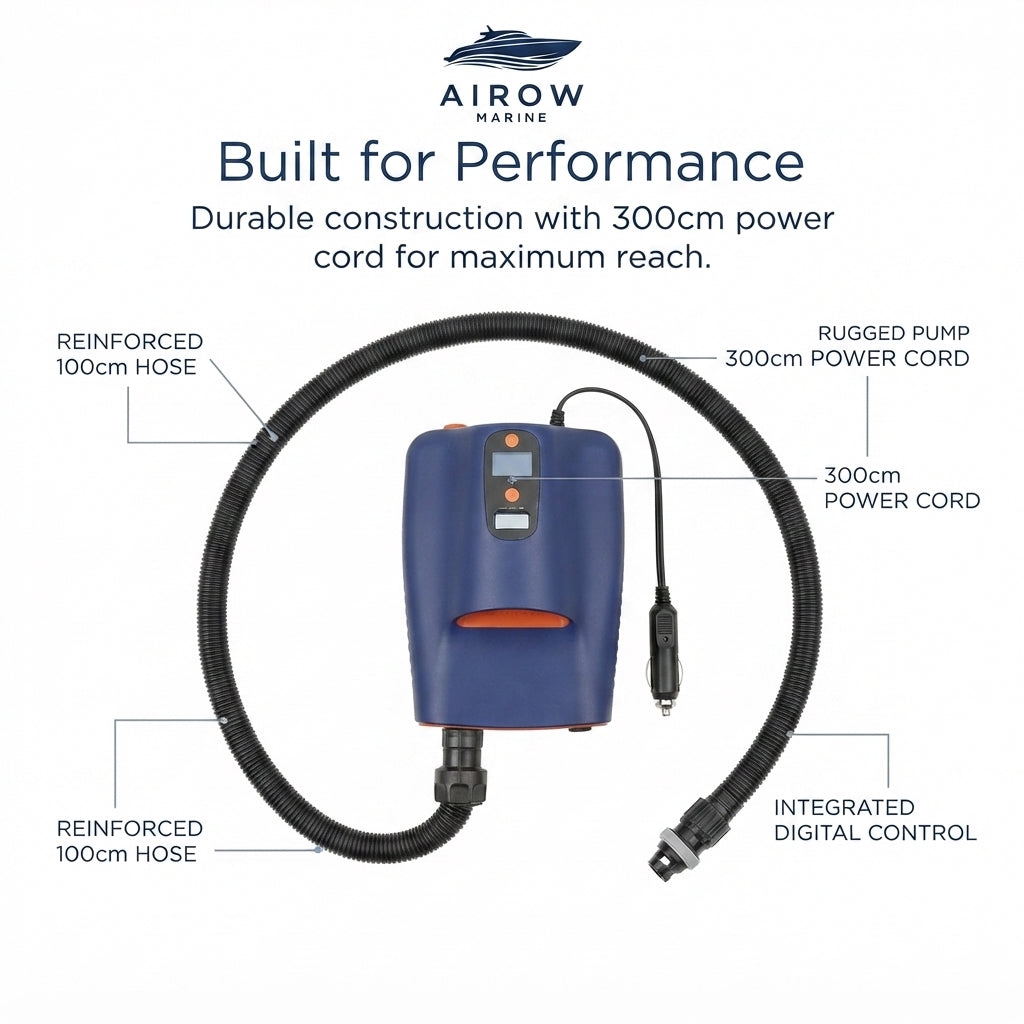 Airow Marine 12V DC Electric High-Pressure Air Pump - Dual Stage, 20PSI Max