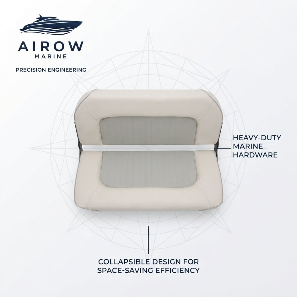 Airow Marine 2-Person Folding Boat Seat - UV-Resistant Vinyl (93cm Width)