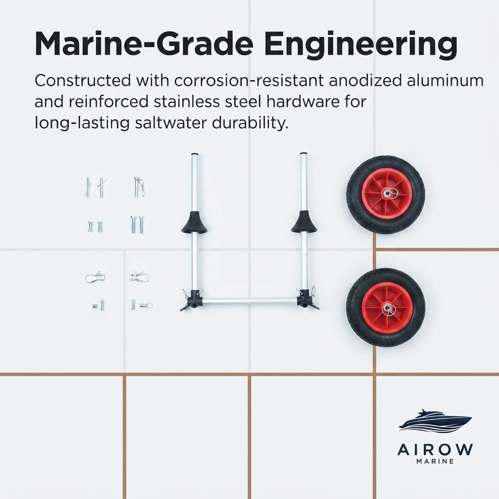 AirowMarine Foldable Kayak Cart – All-Terrain 200lb Capacity – detail view