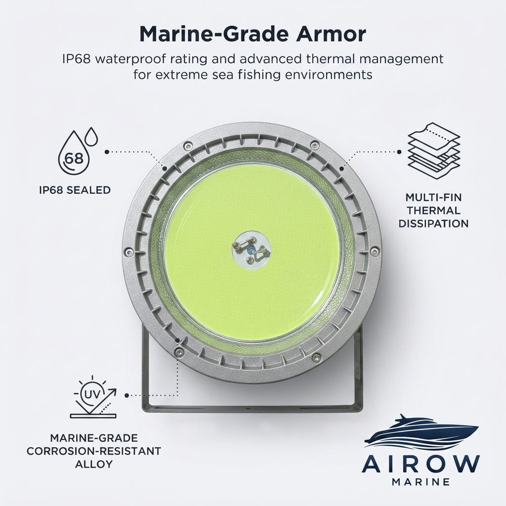 AirowMarine 1500W Multi-Color LED Deep Sea Fish Gathering Light - IP68 Marine Grade