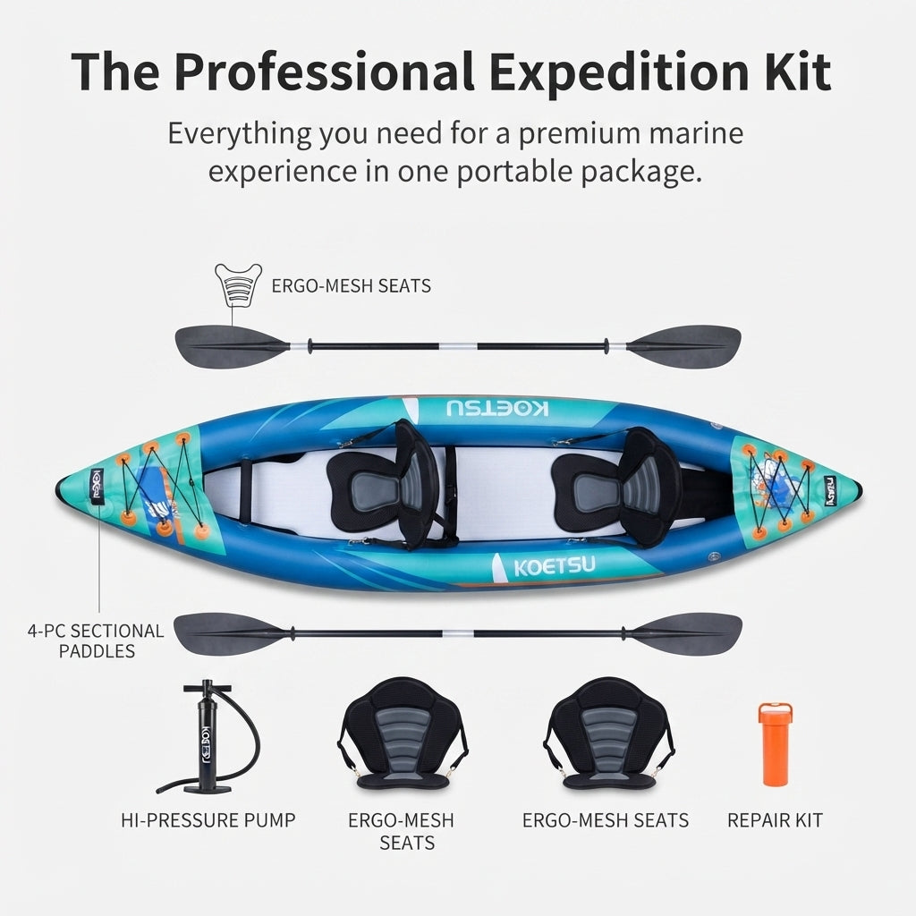 AirowMarine Inflatable Kayak – Dual-Seater, Puncture-Resistant PVC (3.6m) – detail view