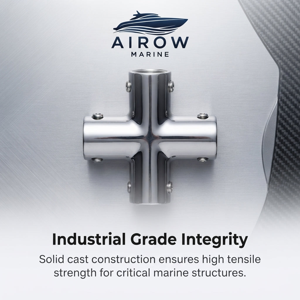316 Stainless Steel Marine Cross Pipe Fitting – Mirror Polish, High-Load Capacity – detail view