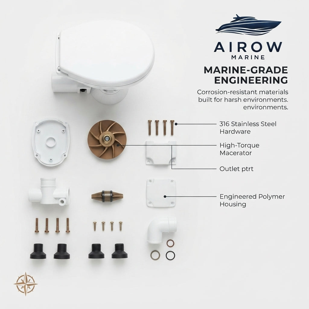 Airow Marine Electric Toilet - 12V High-Efficiency Pump (492mm)