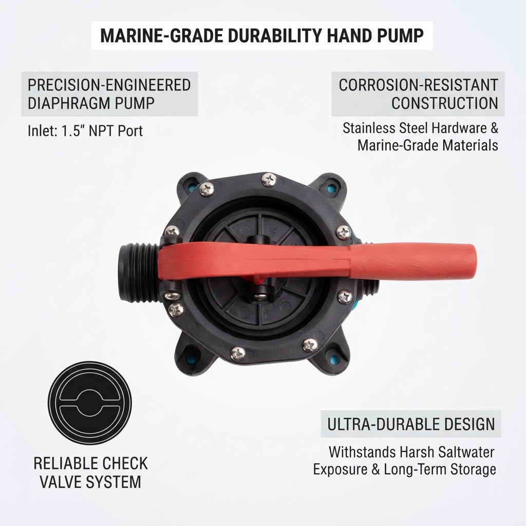 Manual Marine Bilge Pump - High-Capacity Saltwater Resistant Diaphragm
