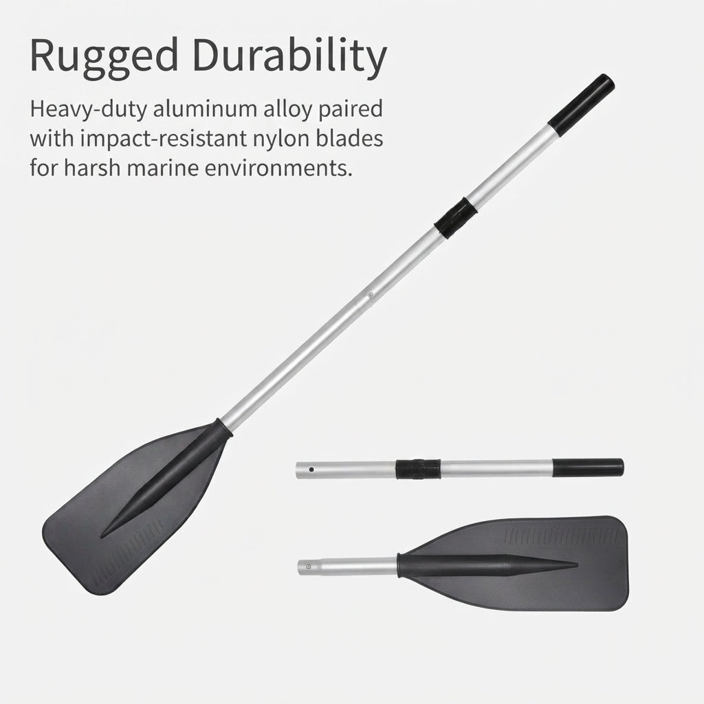 Two-Piece Telescoping Boat Paddle - Aircraft-Grade Aluminum & High-Impact Nylon