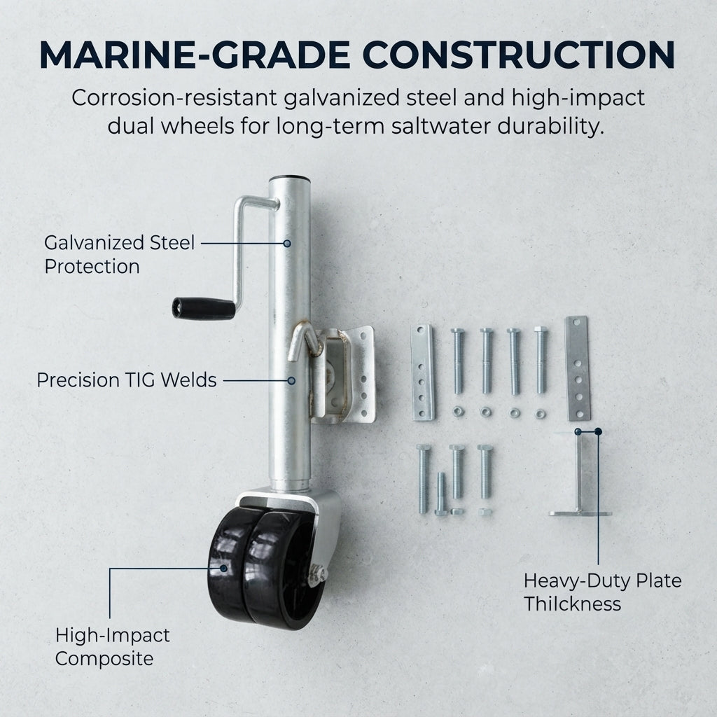 Airow Marine Heavy-Duty Dual-Wheel Yacht Trailer Jack - Galvanized Steel & Universal Fit