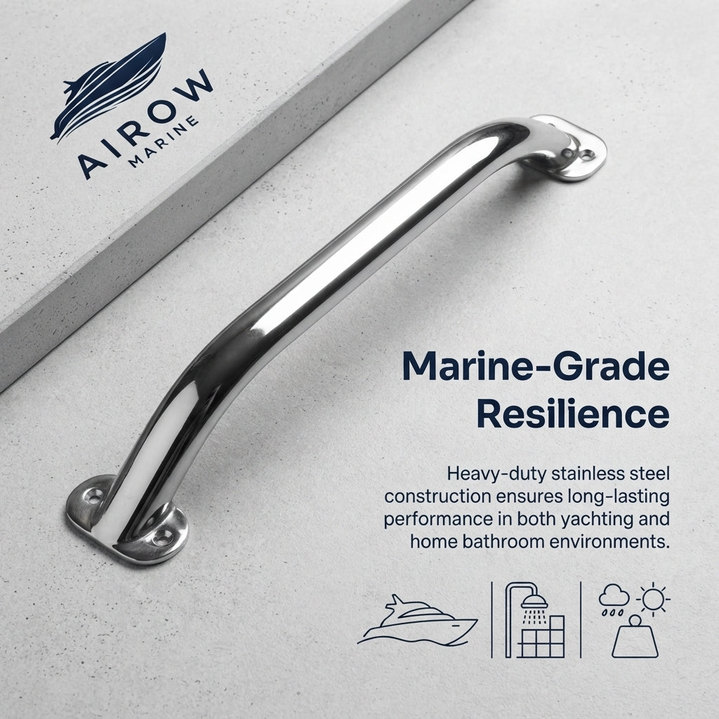 Marine Grab Handle - 316 Stainless Steel, Mirror-Polished (12 inch)