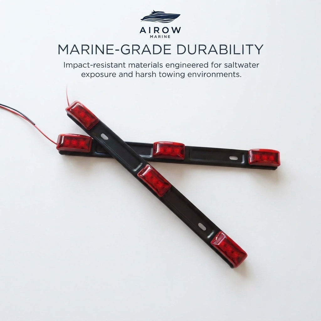 12V Red 9-LED Strip Taillight – Universal Marine & Trailer Brake Light (360mm) – detail view