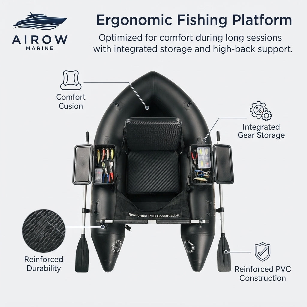 Airow Marine Solo Angling Inflatable Fishing Boat - High-Grade PVC, 160kg Capacity