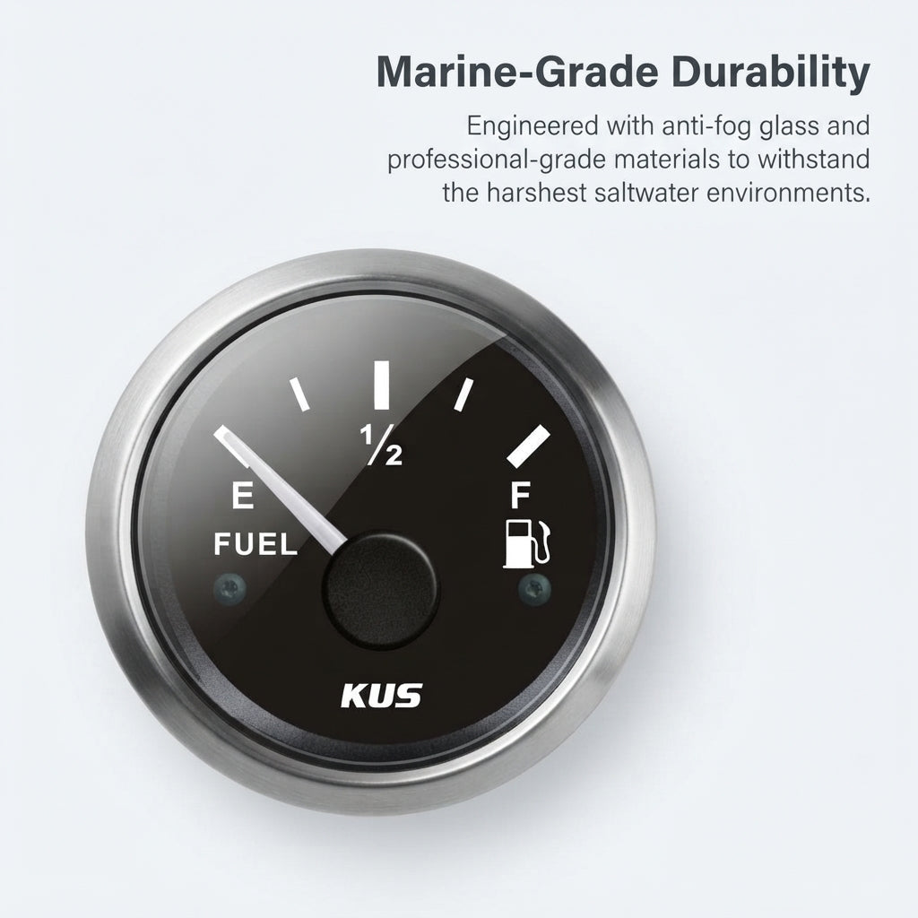 KUS Marine Fuel Level Gauge - 12/24V, IP67 Waterproof, Anti-Fog 52mm (2-1/16")
