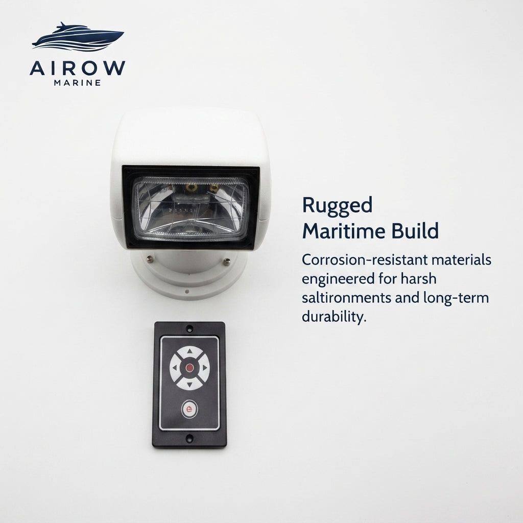 AirowMarine 100W Remote Marine Spotlight - 360° Rotation, 12/24V (200mm Height)