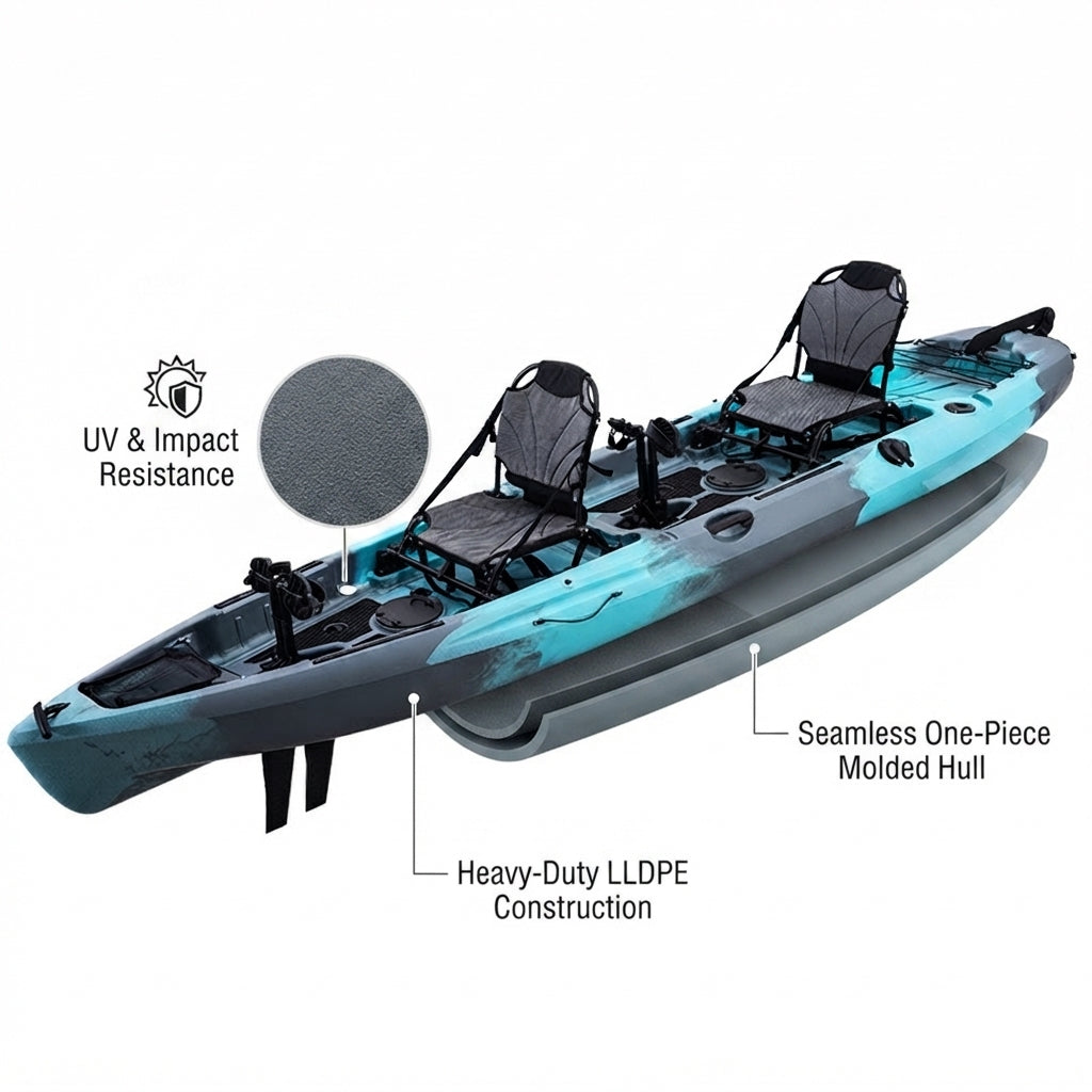 14FT Tandem Pedal Fishing Kayak – LLDPE Rotomolded (Two-Person) – detail view