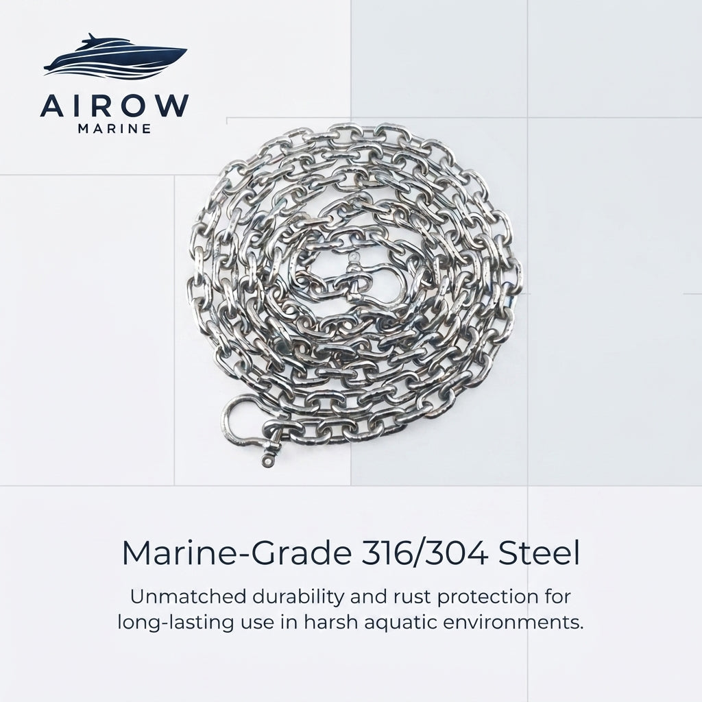 AirowMarine Stainless Steel Anchor Chain - Calibrated Short-Link (6MM/8MM)