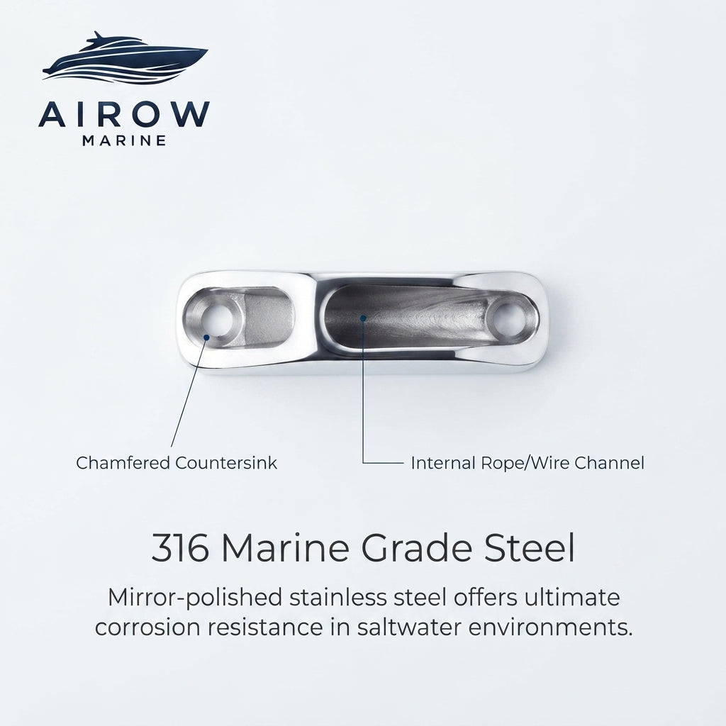 Airow Marine 316 Stainless Steel Rope Clamp - High-Load Sailboat & Yacht Line Retainer (81.6mm)