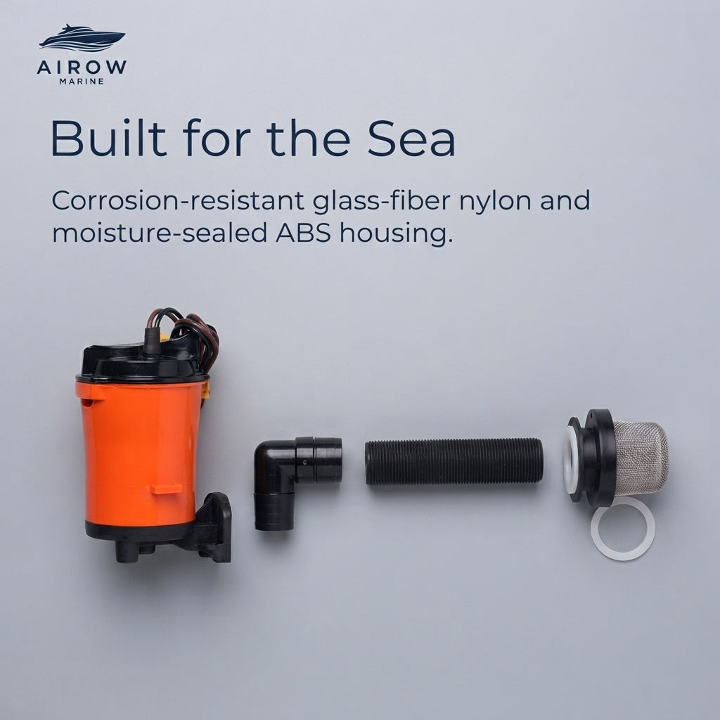 AirowMarine 24V 800 GPH Bait Pump - Marine Aeration & Livewell Circulation