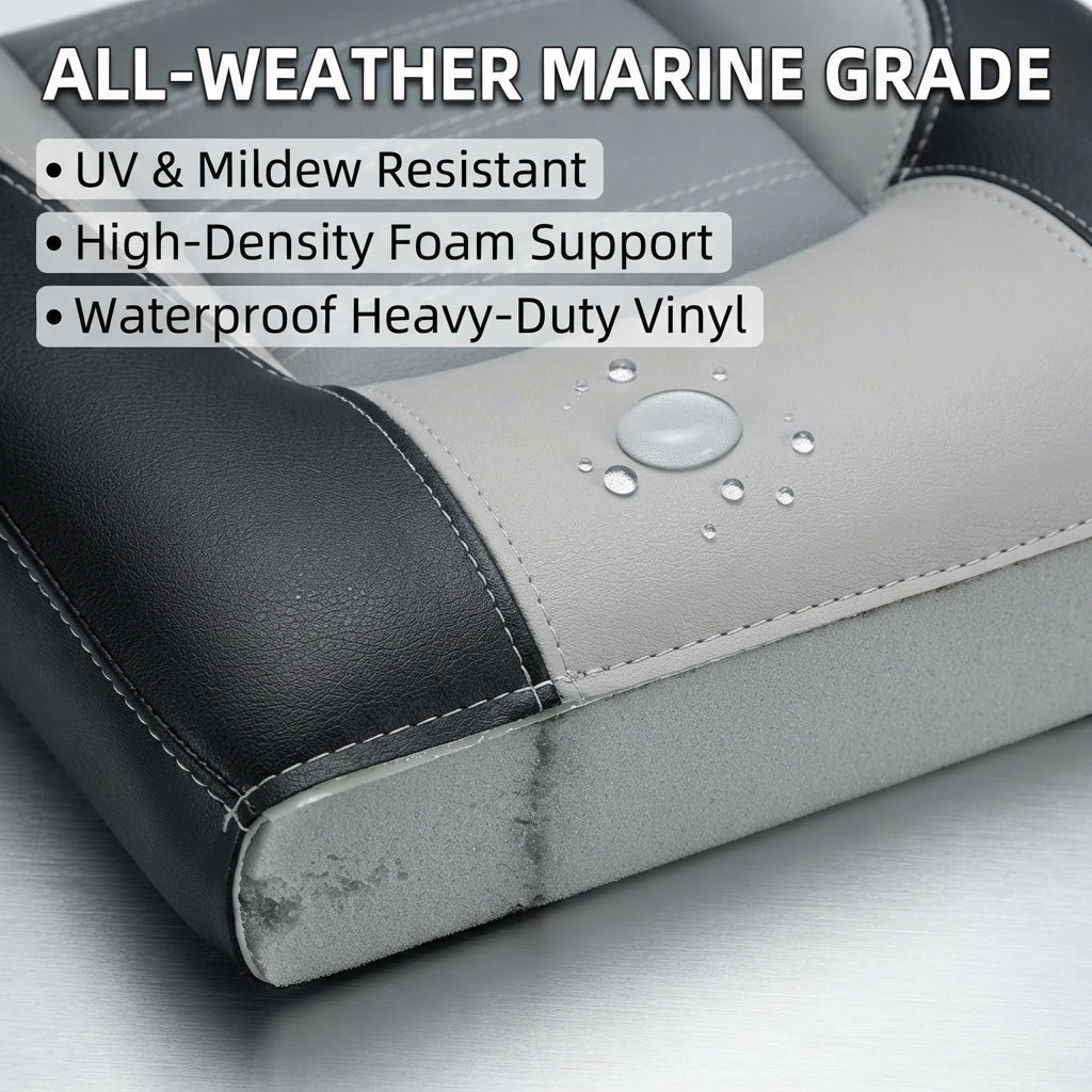 Luxury Folding Marine Boat Seat – UV Resistant Vinyl & Aluminum Hinge – detail view
